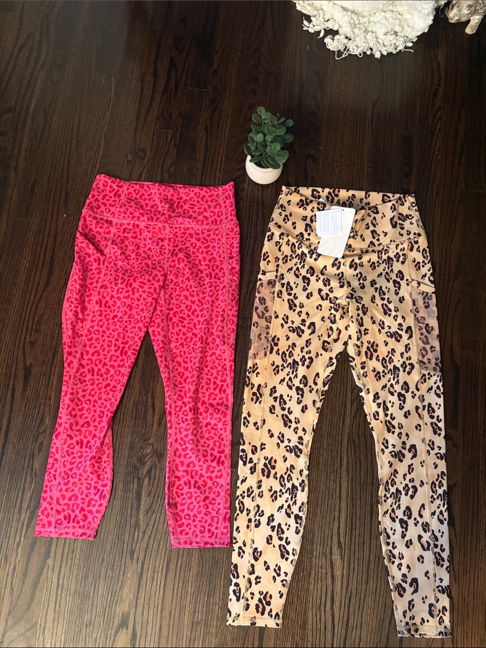 Fabletics Leopard Print Active Leggings - Pink and Tan medium